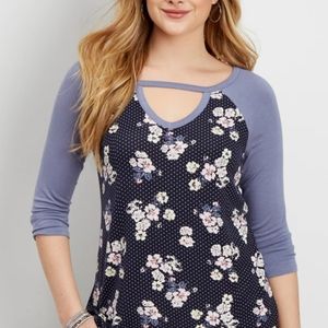 Maurices Floral Cutout Baseball Tee